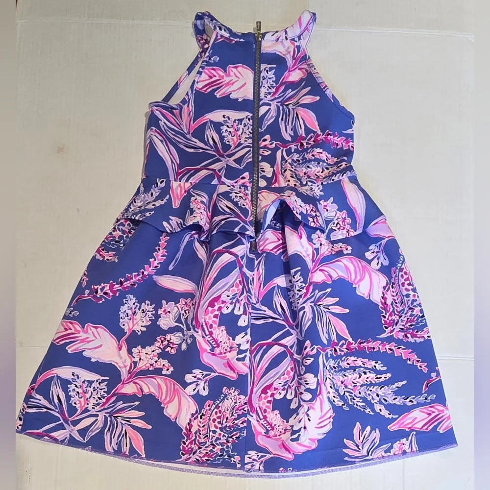 Lilly Pulitzer Girls Caesara dress Iris Blue Wild Within Size 6-7 - Picture 2 of 4